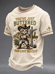 Men's You’ve Just Buttered Your Last Biscuit Print Casual Tee gracestitchs