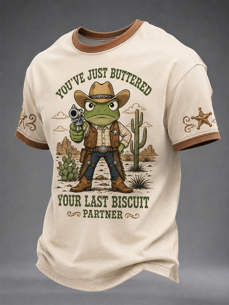 Men's You’ve Just Buttered Your Last Biscuit Print Casual Tee gracestitchs