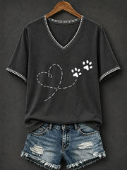 Women's Line Art Paw T-Shirt gracestitchs