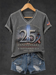 Women's 9.11 Never Forget Printed V-neck T-shirt gracestitchs