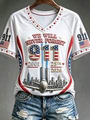 Women's We Will Never Forget 9 11 September 11 T-shirt gracestitchs