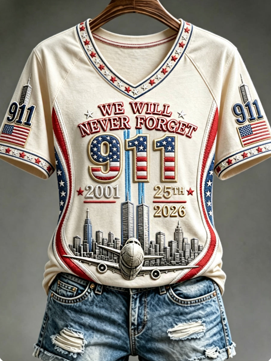 Women's We Will Never Forget 9 11 September 11 T-shirt gracestitchs