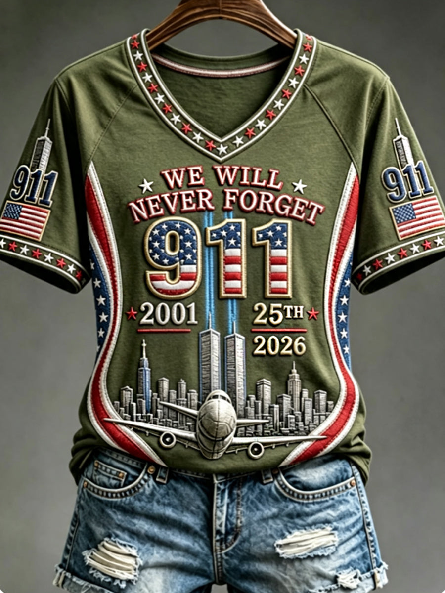 Women's We Will Never Forget 9 11 September 11 T-shirt gracestitchs