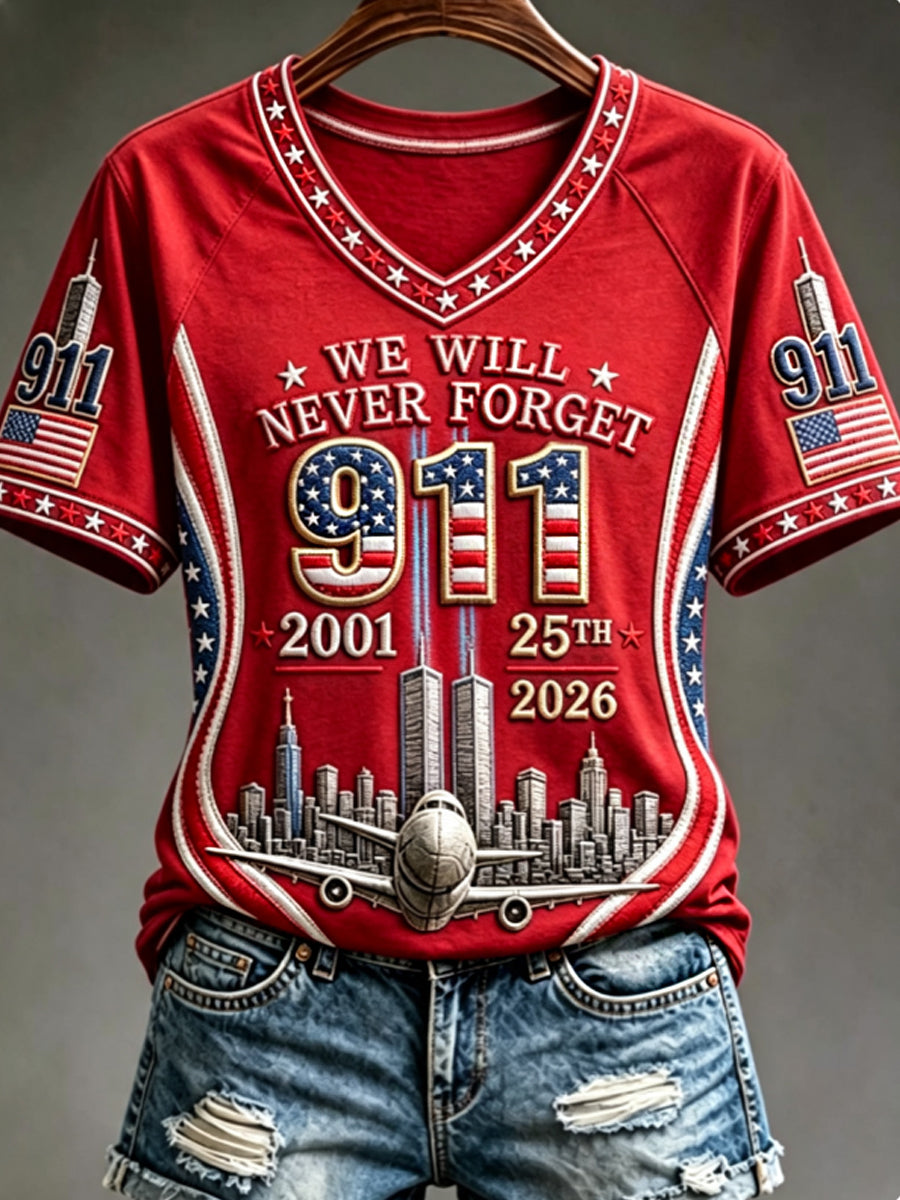 Women's We Will Never Forget 9 11 September 11 T-shirt gracestitchs