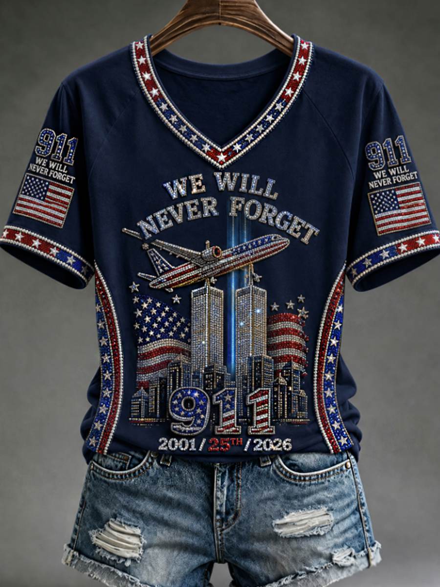 Women's We Will Never Forget 9 11 September 11 T-shirt gracestitchs