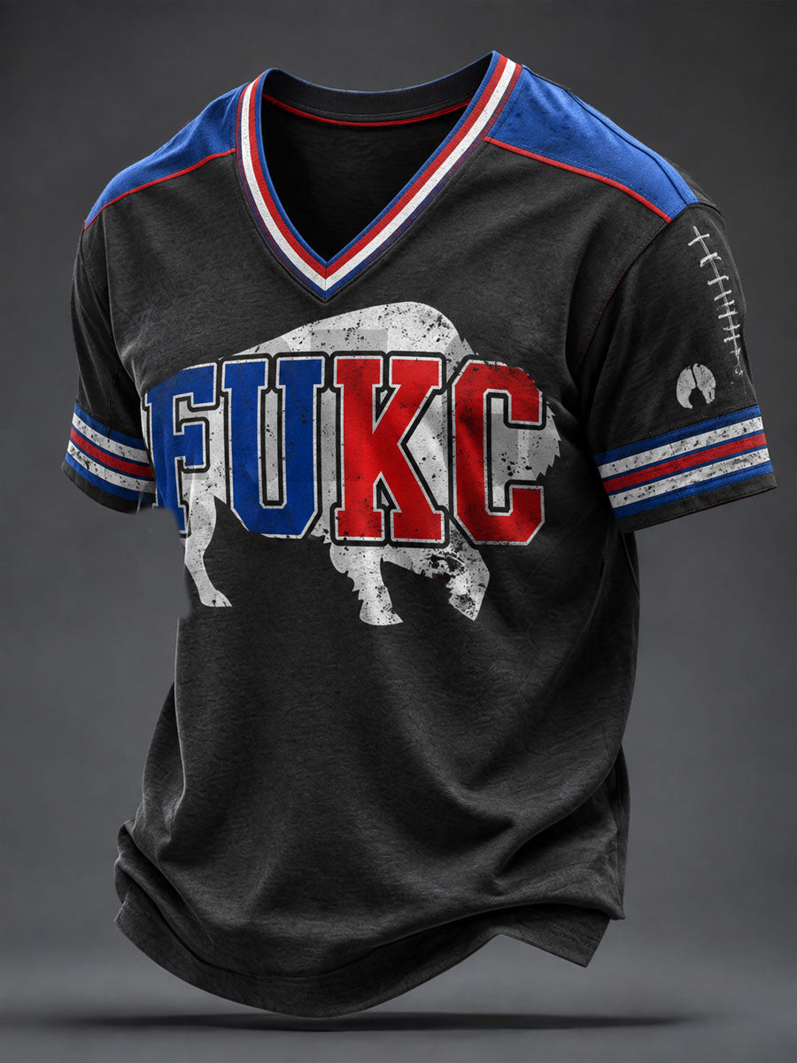 Men's Football Lover Bulls BUF Art Printed T-shirt gracestitchs