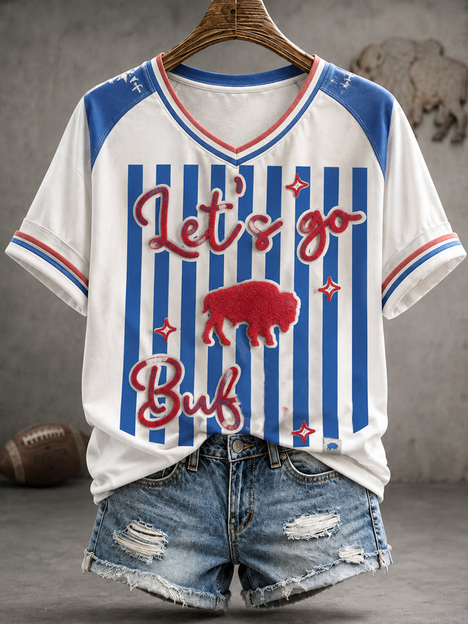 Women's Football Lover Bulls BUF Art Printed T-shirt gracestitchs