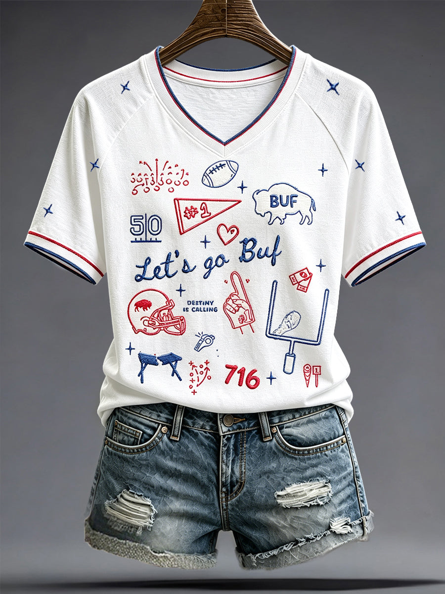 Women's Football Lover Bulls BUF Art Printed T-shirt gracestitchs