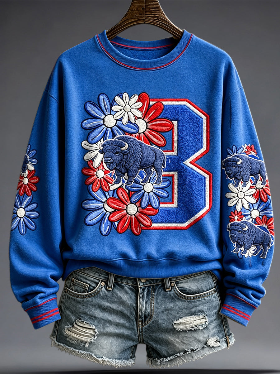Women's Football Lover Bulls BUF Art Printed Sweatshirt gracestitchs