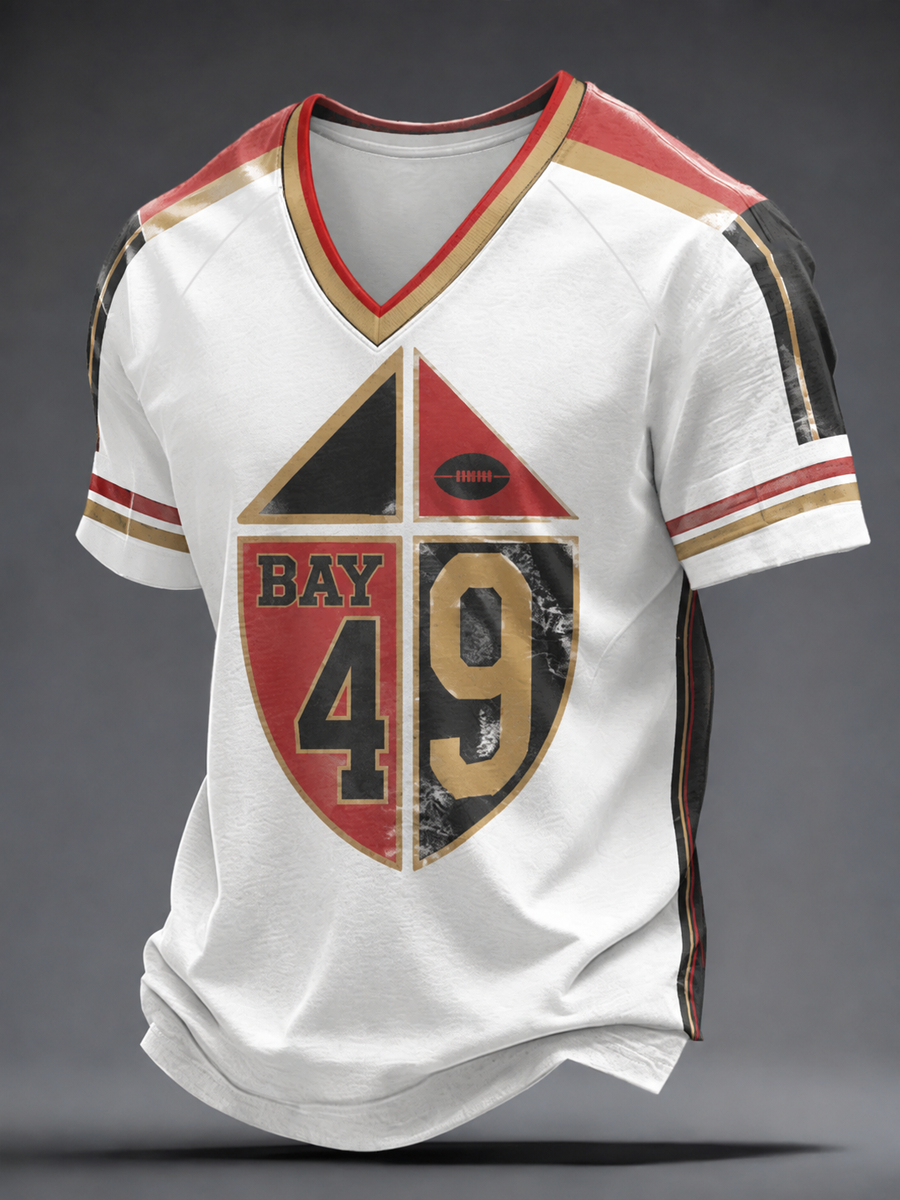 Men's Football Lover San Francisco Faithful Art Printed V-neck T-shirt gracestitchs