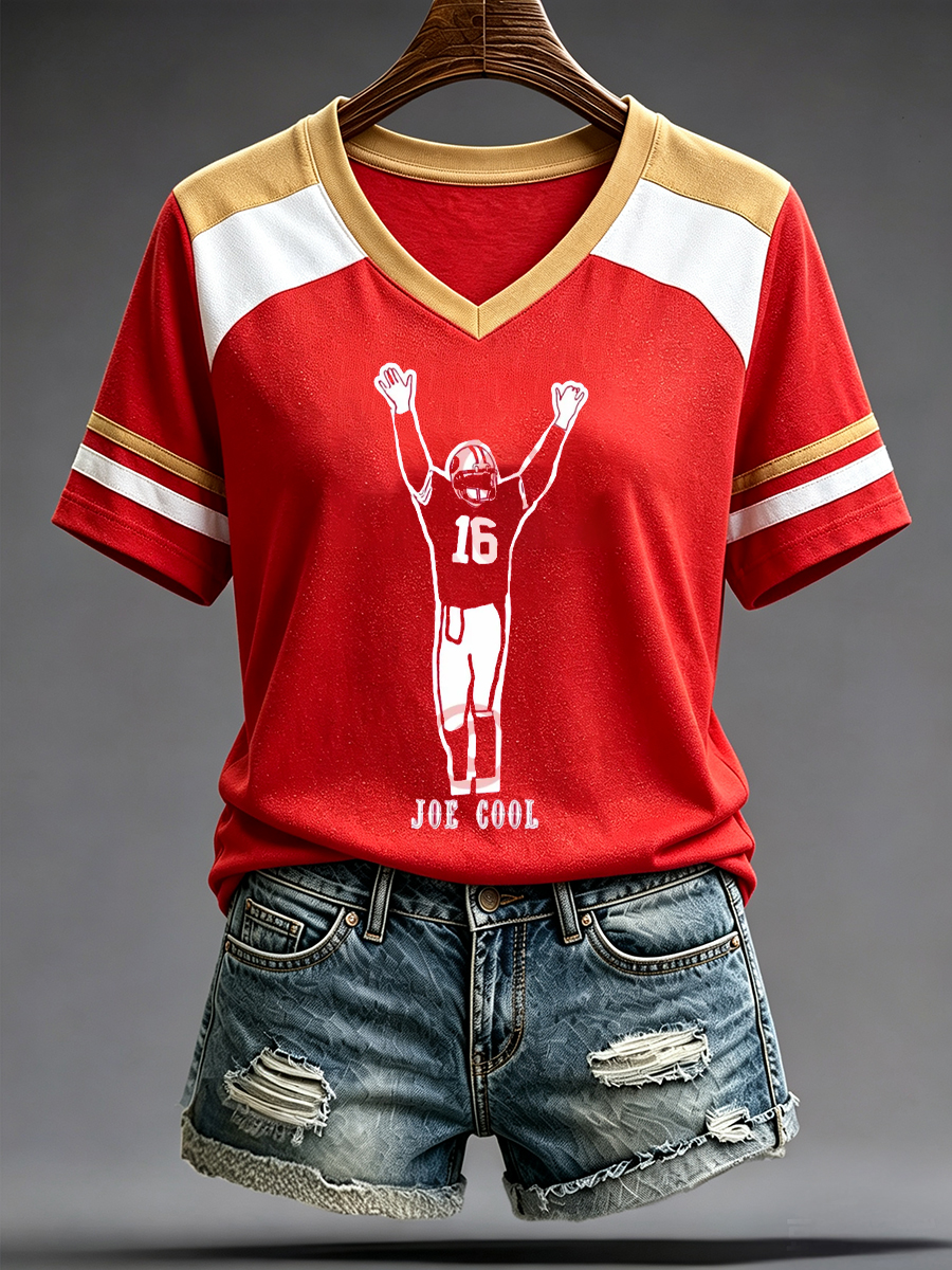 Women's Football Lover San Francisco Faithful Art Printed short-sleeved T-shirt gracestitchs