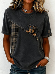 Women's Lovely Dachshund Felt Art T-Shirt gracestitchs