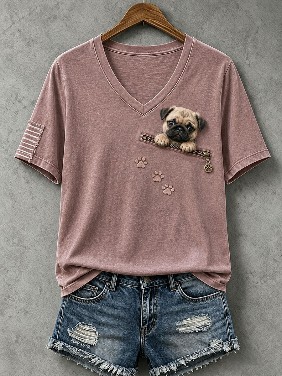 Women's Lovely Pug  T-Shirt gracestitchs