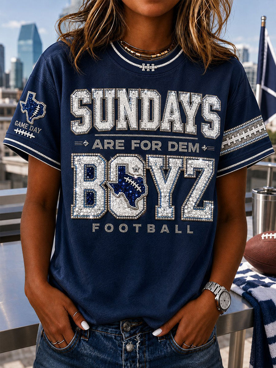 Women's Sundays Are For Dem Boyz Football Short-sleeved T-shirt gracestitchs