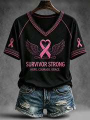 Women's Survivor Strong V-neck T-shirt gracestitchs