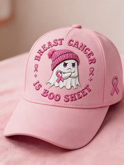 Unisex In October We Wear Pink Halloween Pink Ghost Print Breast Cancer Awareness Support Hat gracestitchs