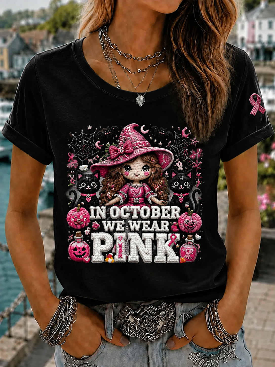 Women's In October We Wear Pink Short-sleeved T-shirt gracestitchs