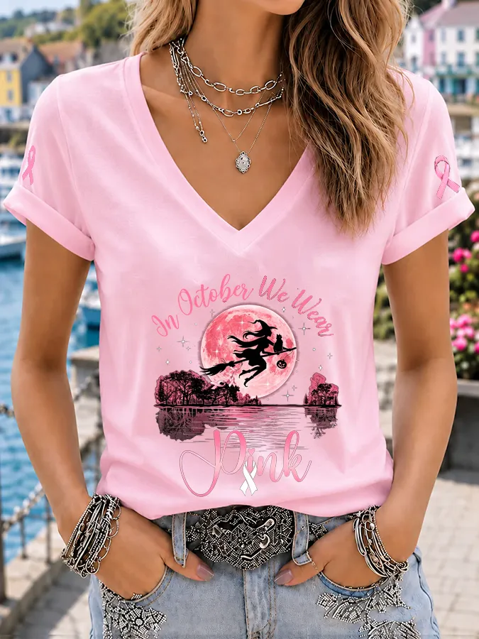 Women's In October We Wear Pink Short-sleeved T-shirt gracestitchs