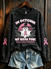Women's breast cancer theme pattern printed casual sweatshirt gracestitchs