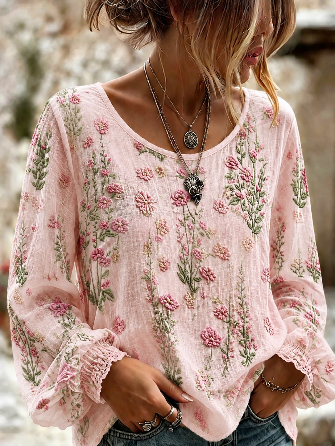 Women's Breast Cancer Cotton-Linen Shirt gracestitchs