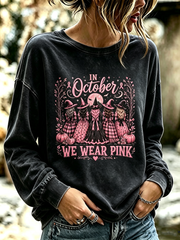 Women's Witches In October We Wear Pink Regular Sweatshirt gracestitchs