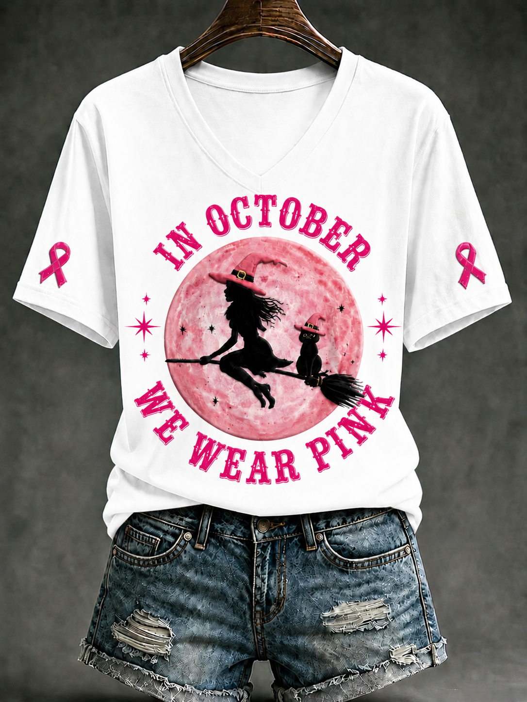 Women's In October We Wear Pink Short-sleeved T-shirt gracestitchs