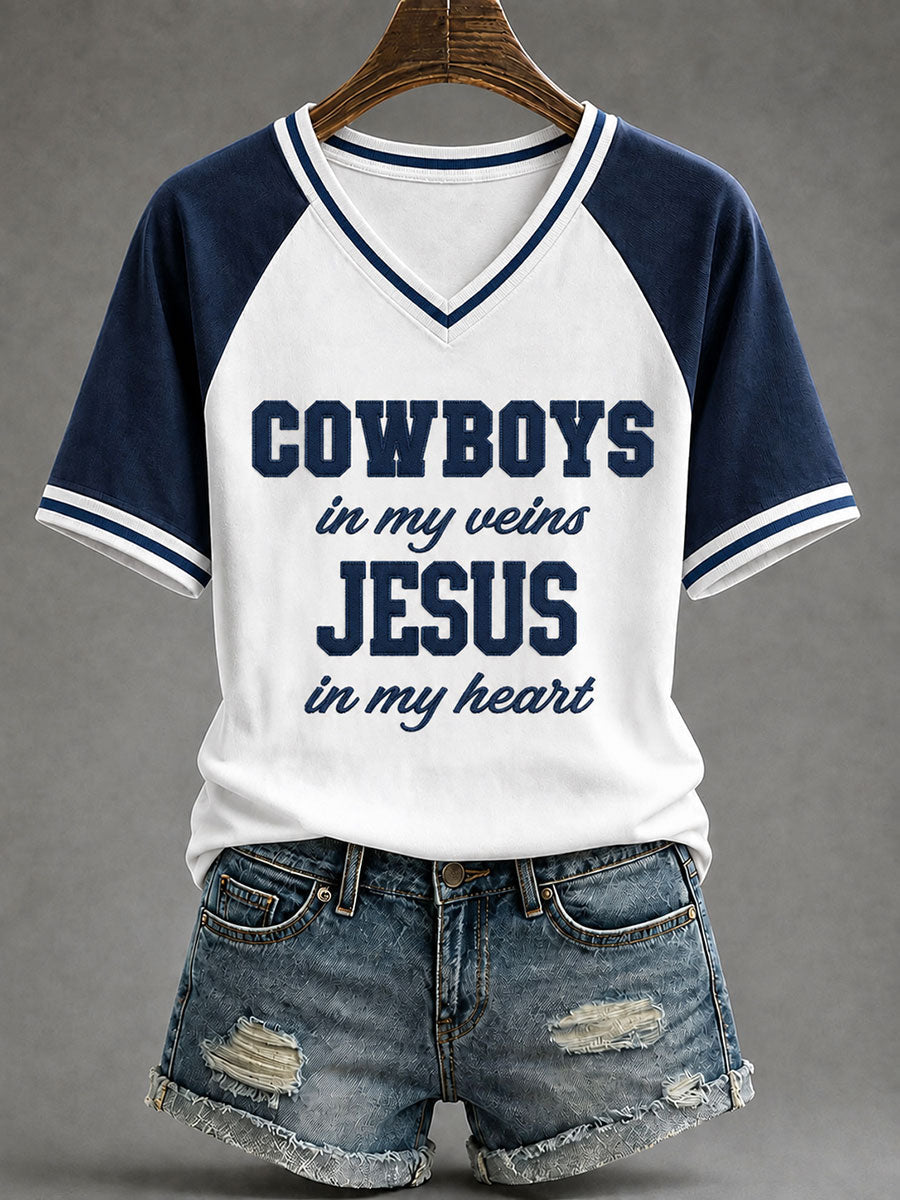 Women's Game Day Football Print Casual T-Shirt gracestitchs