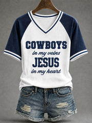 Women's Game Day Football Print Casual T-Shirt gracestitchs