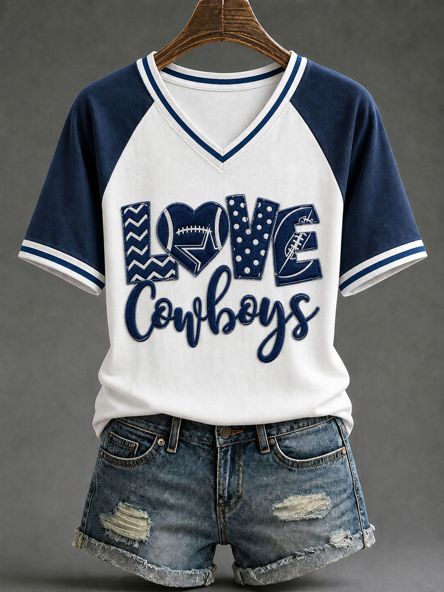 Women's Game Day Football Print Casual T-Shirt gracestitchs