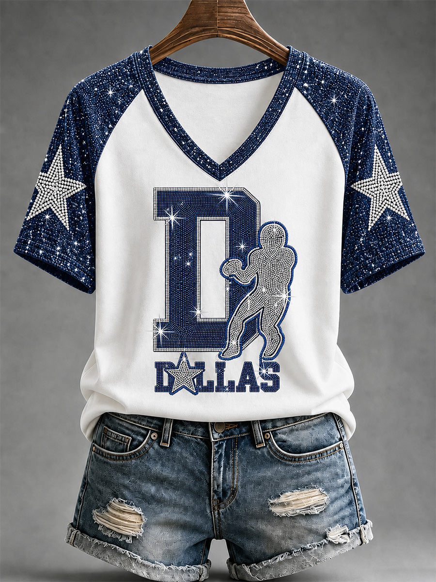 Women's  Football Gameday Gift For Football Fans V-Neck Tee gracestitchs