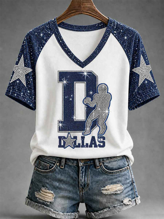 Women's  Football Gameday Gift For Football Fans V-Neck Tee