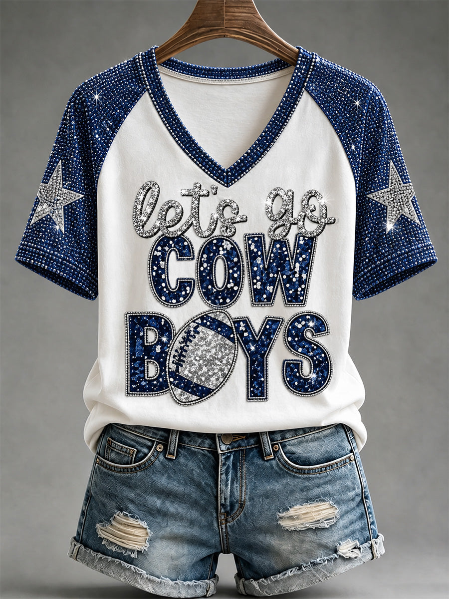 Women's  Football Gameday Gift For Football Fans V-Neck Tee gracestitchs