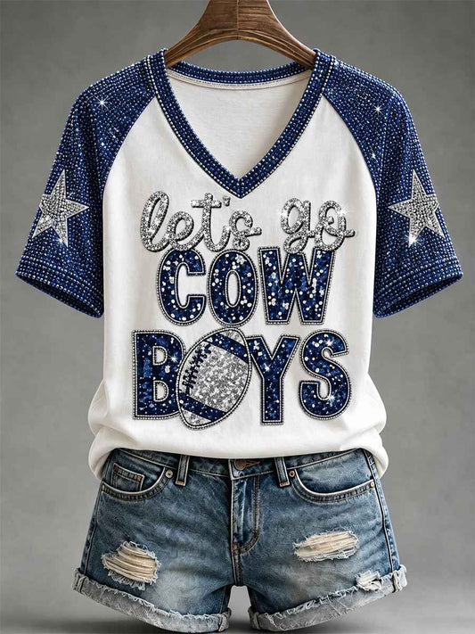Women's  Football Gameday Gift For Football Fans V-Neck Tee