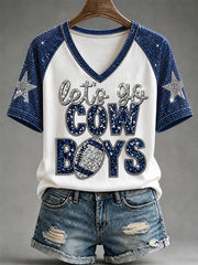 Women's  Football Gameday Gift For Football Fans V-Neck Tee gracestitchs