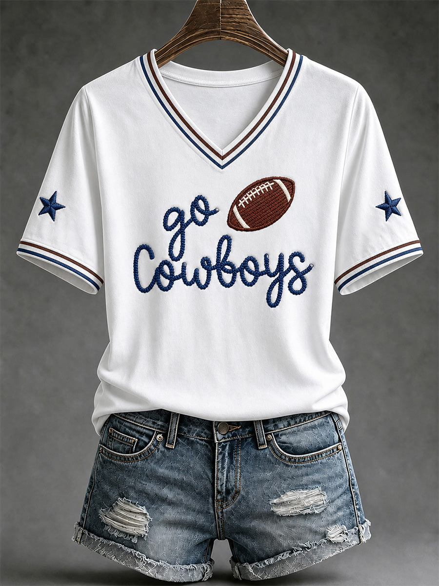 Women's  Football Gameday Gift For Football Fans V-Neck Tee gracestitchs