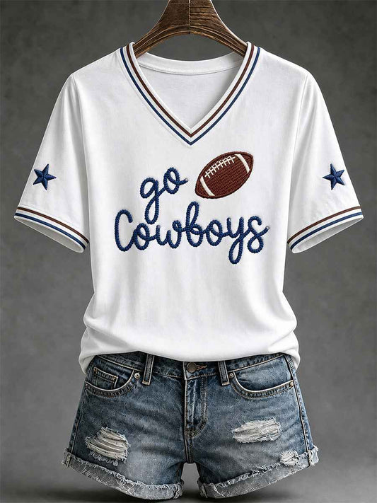 Women's  Football Gameday Gift For Football Fans V-Neck Tee