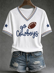 Women's  Football Gameday Gift For Football Fans V-Neck Tee gracestitchs
