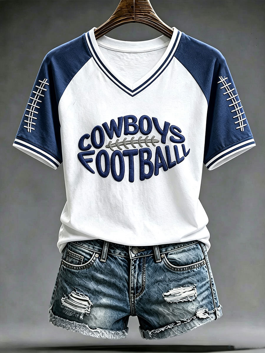 Women's Cowboys Football V-neck T-shirt gracestitchs