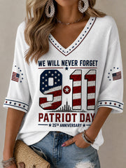 Women's America Print Casual T-shirt gracestitchs