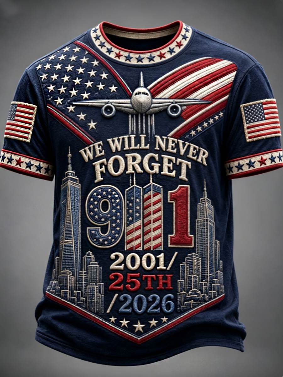 Men's We Will Never Forget 9 11 September 11 t-shirt gracestitchs