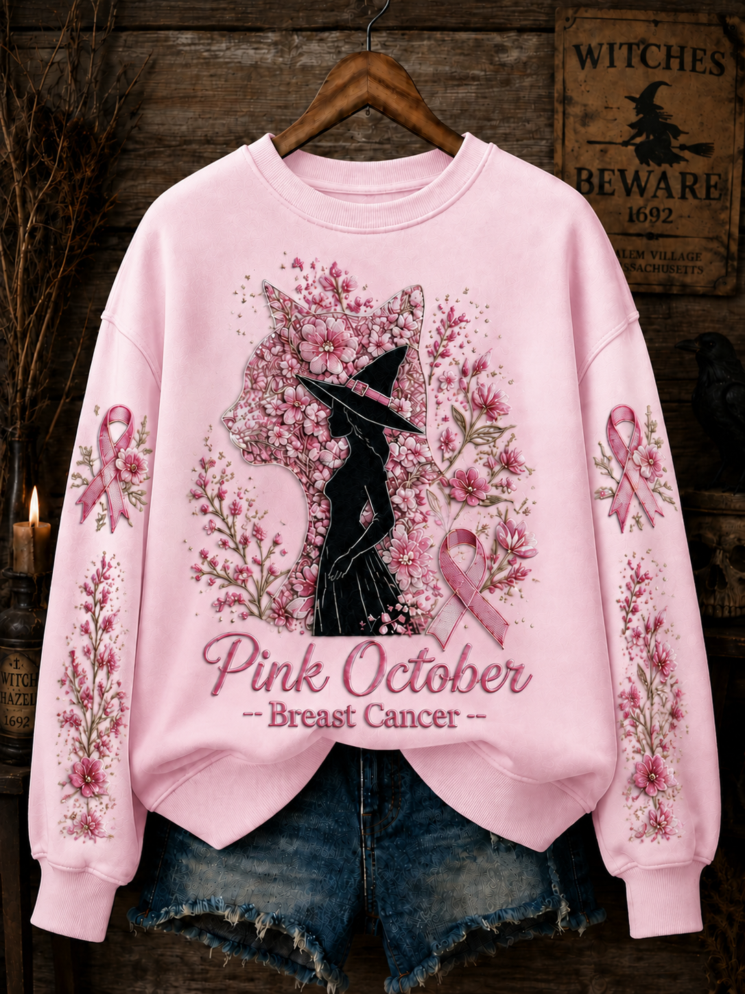 Women's Pink October Breast Cancer Regular Sweatshirt gracestitchs