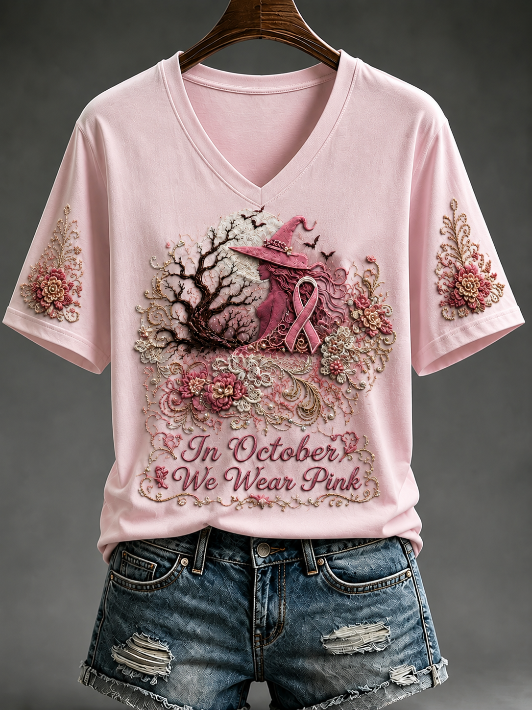 Women's In October We Wear Pink Short-sleeved T-shirt gracestitchs