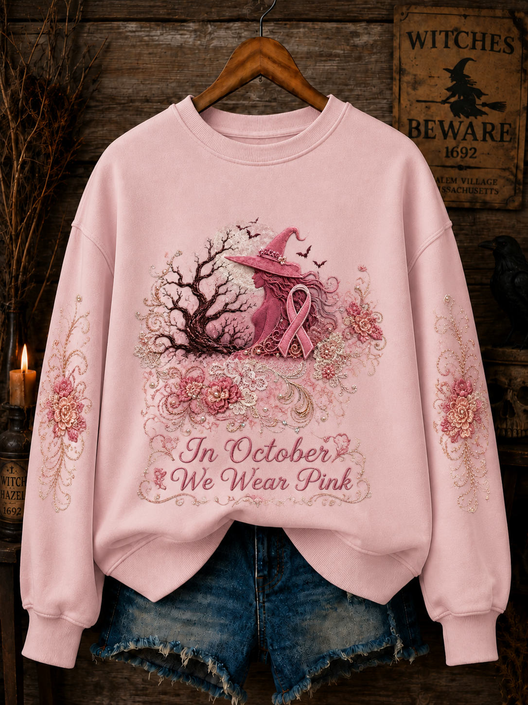 Women's In October We Wear Pink Regular Sweatshirt gracestitchs