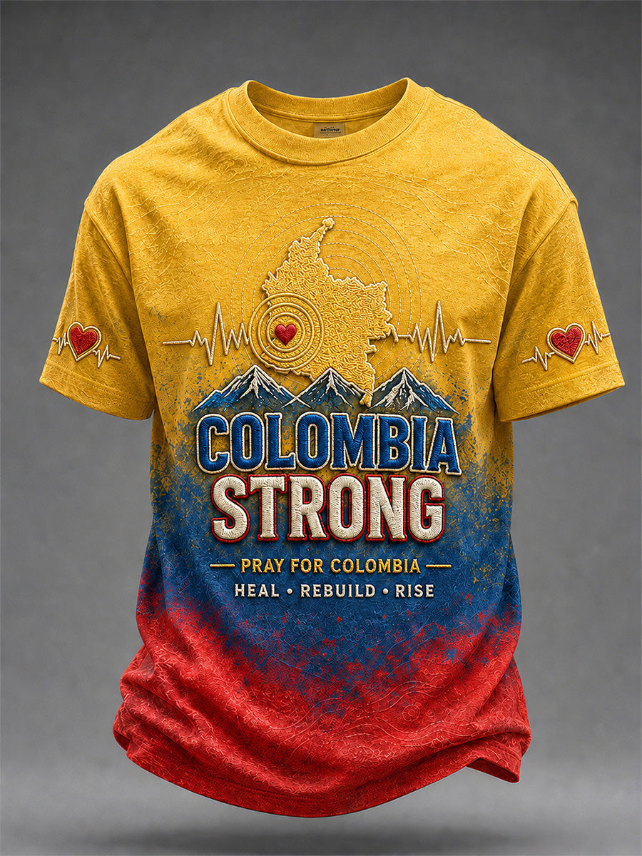 Men's Colombia Strong Print  Casual Tee gracestitchs