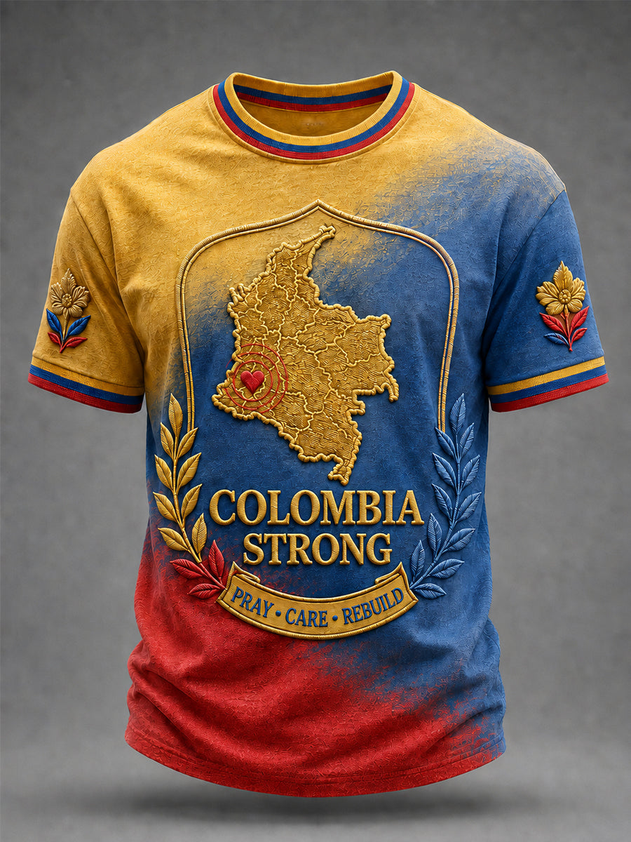 Men's Colombia Strong Pray For Colombia Tee gracestitchs