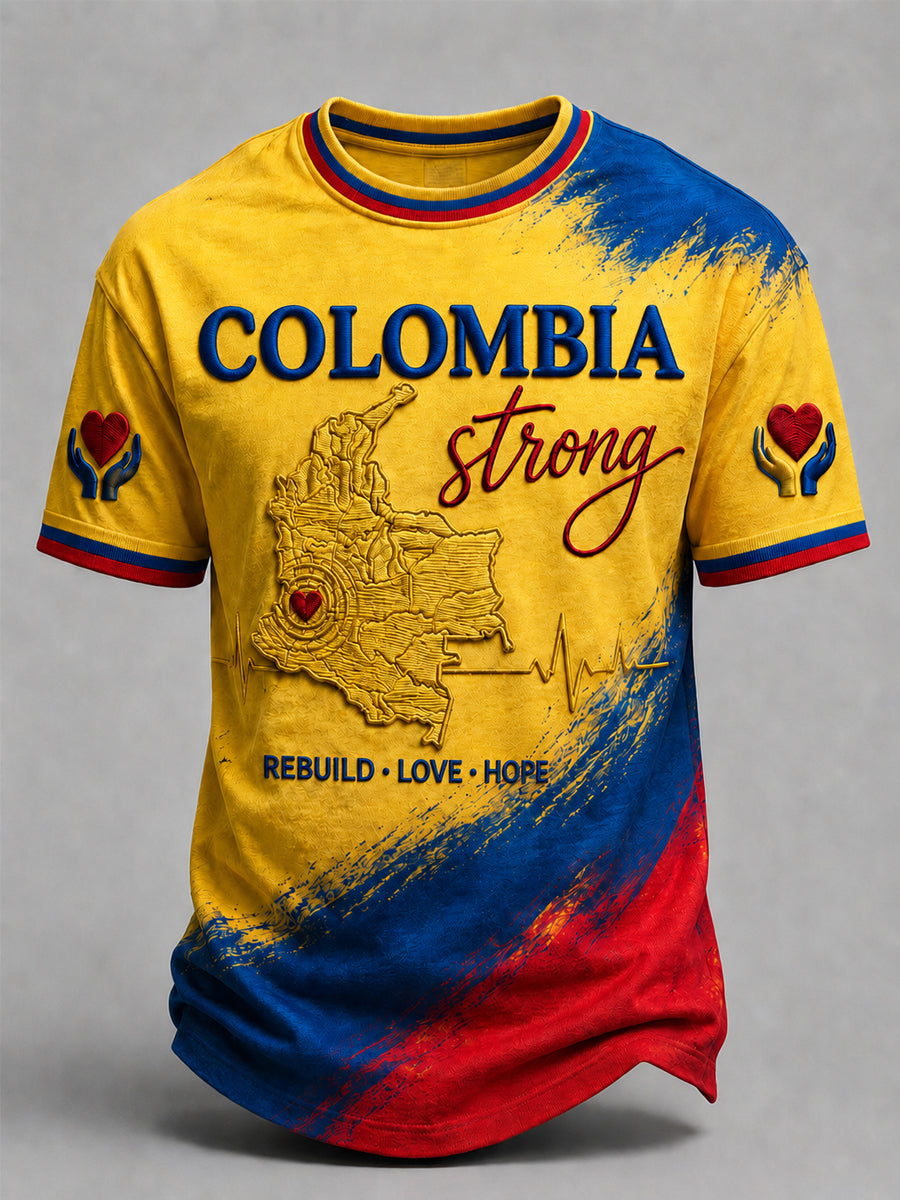 Men's Colombia Strong Pray For Colombia Tee gracestitchs