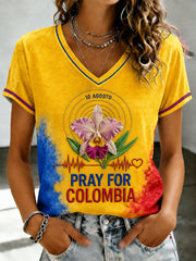 Women's Western Colombia Earthquake Pray For Colombia Print T-shirt gracestitchs