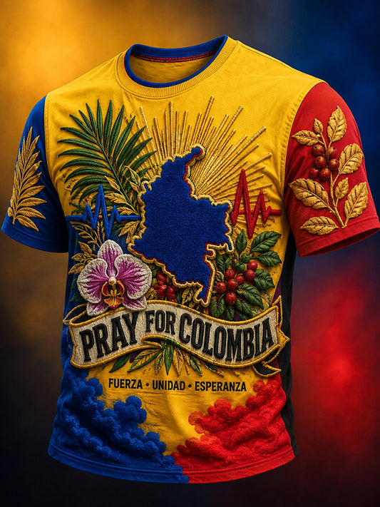 Men's Western Colombia Earthquake Pray For Colombia Print T-shirt gracestitchs