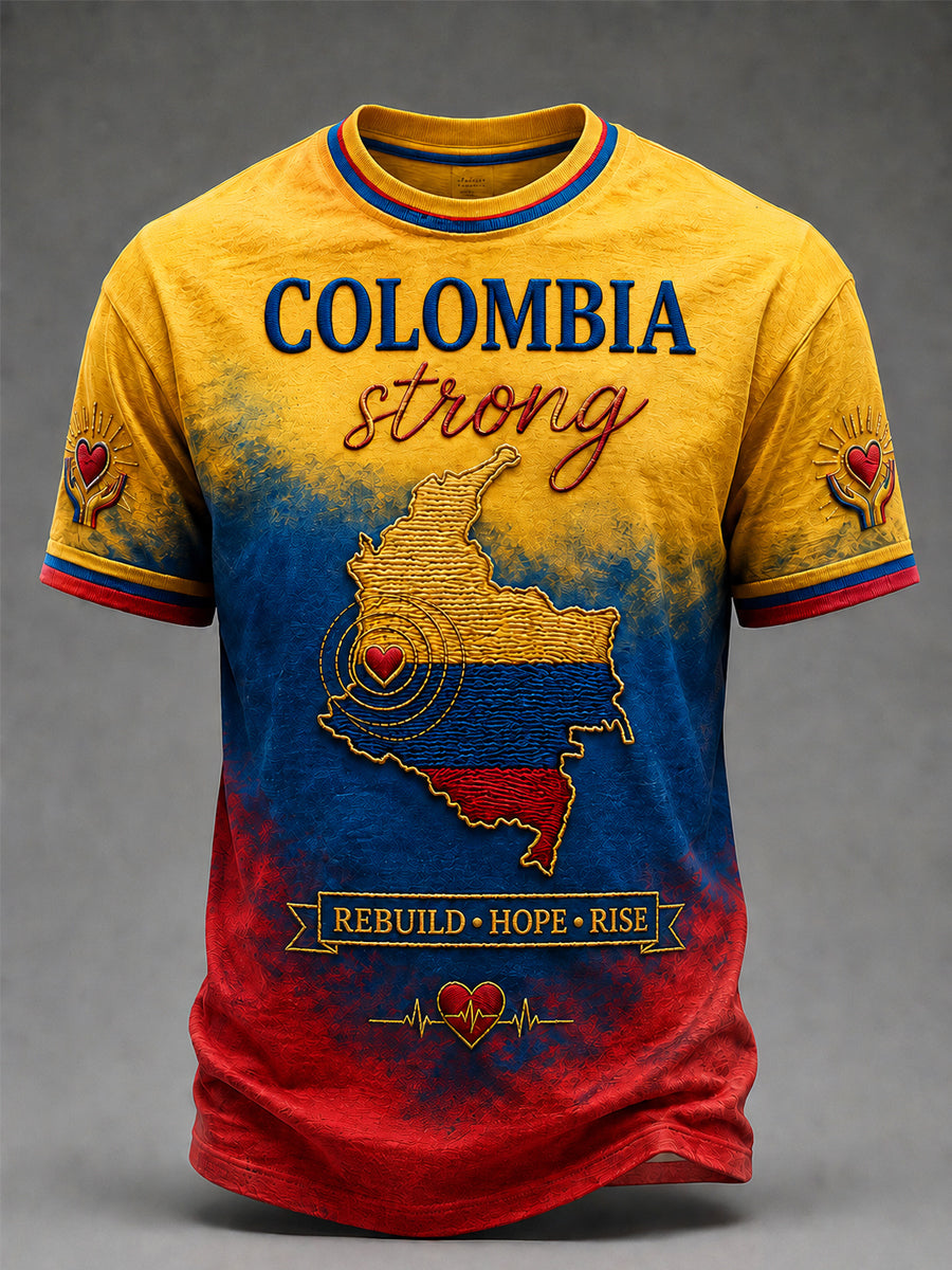Men's Colombia Strong Pray For Colombia Tee gracestitchs