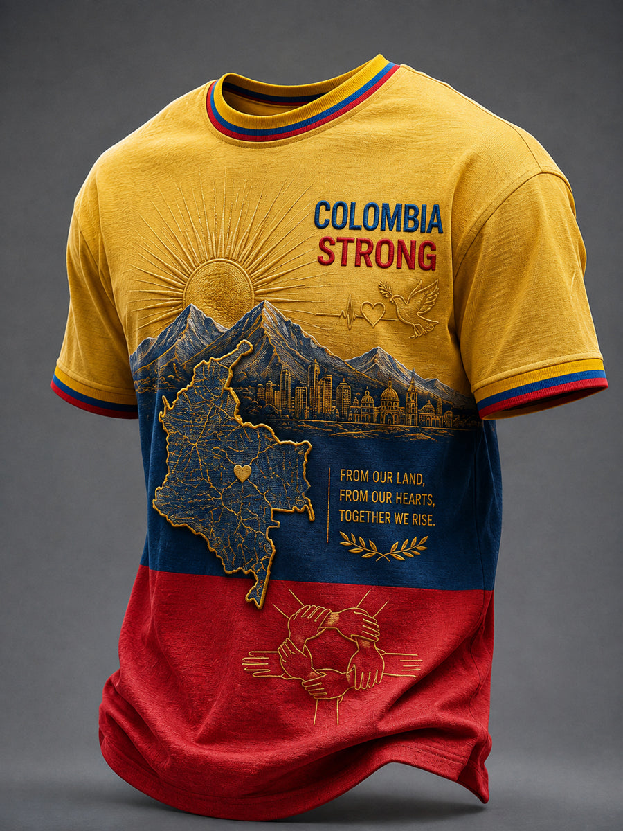 Men's COLOMBIA STRONG Printed T-shirt gracestitchs